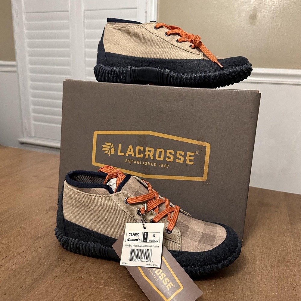 LaCrosse Shoes Womens Size 8 Navy Tan Trempealeau Chukka 4in Waterproof 212002